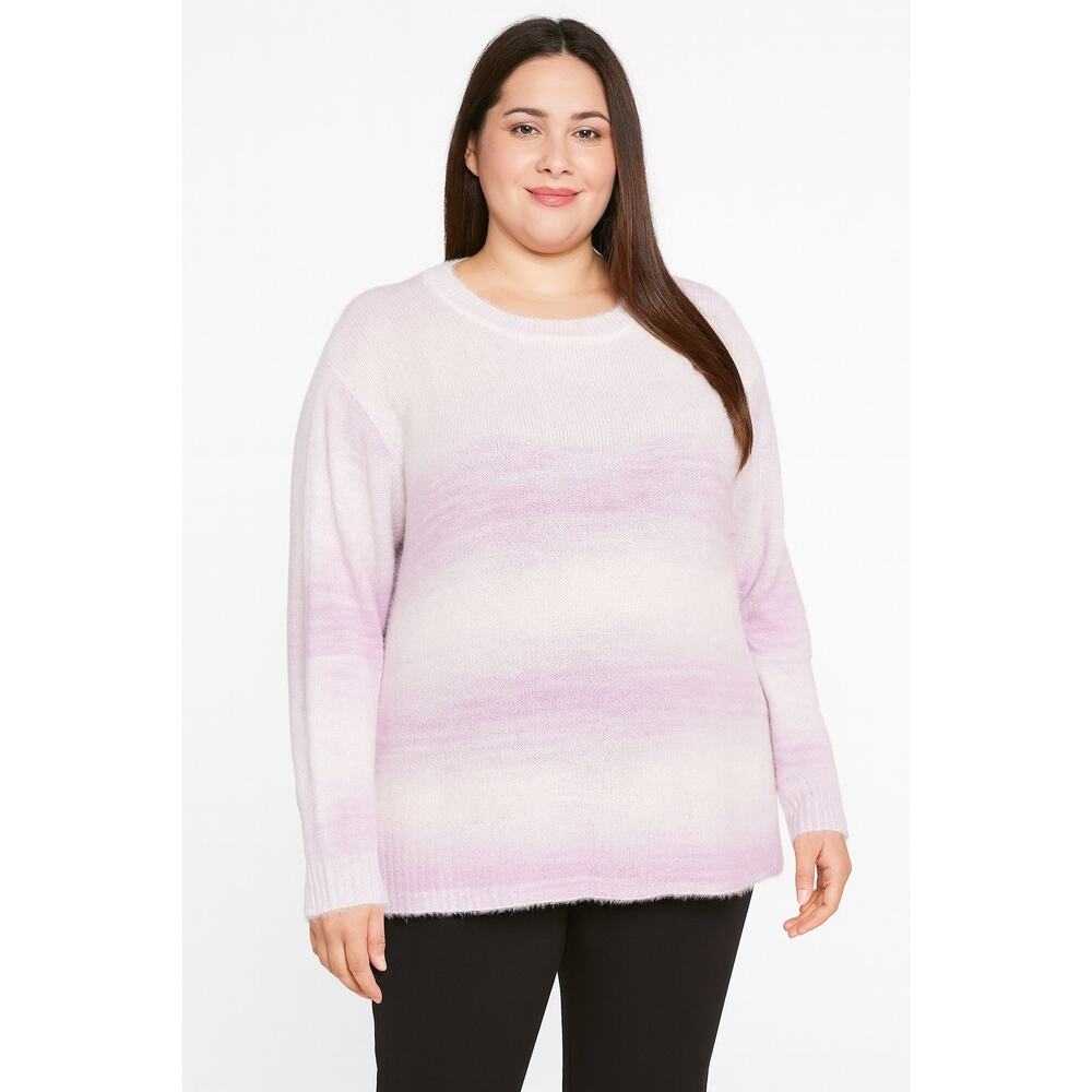Anybody Women's Eyelash Yarn Long Sleeve Ombre Sweater Plus Size 2X Amethyst